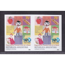 ARGENTINA 2002 GJ 3203P ESTAMPILLAS CON VARIEDAD PAREJA SIN DENTAR NUEVA MINT U$ 100